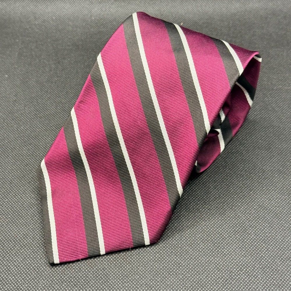 Vintage Brooks Brothers Repp Stripe Burgundy Silk Tie 3.75" x 59" Made in USA